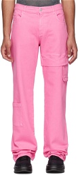 1017 ALYX 9SM Pink Oversized Denim Cargo Pants