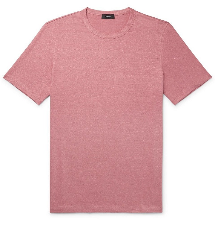 Photo: Theory - Essential Stretch-Linen T-Shirt - Pink