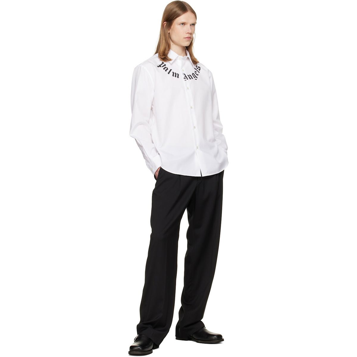 Palm Angels White Neck Logo Shirt