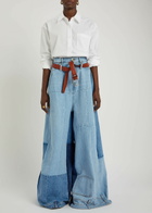 A.W.A.K.E Mode Panelled Two-tone Wide-leg Jeans Blue