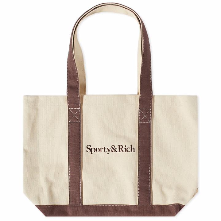 Photo: Sporty & Rich Serif Two-Tone Tote - END. Exclusive in Natural/Chocolate
