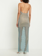 SELF-PORTRAIT - Hotfix Fishnet Cowl Neck Maxi Dress