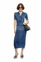 Diesel Polo midi dress in denim-effect knit - Dresses Womens in Blue