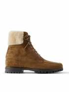 Manolo Blahnik - Sycamore Shearling-Trimmed Suede Boots - Brown