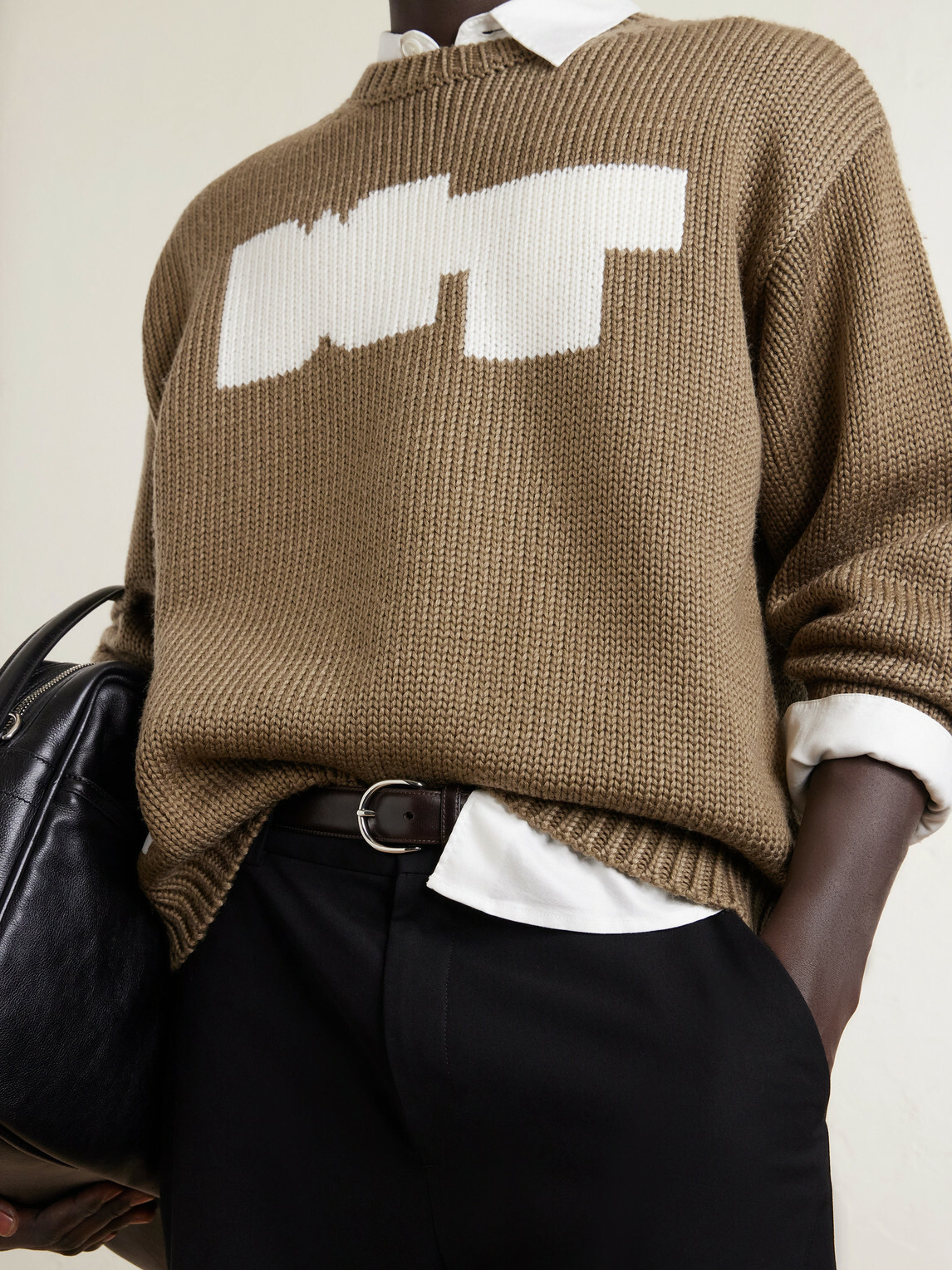 WTAPS - Logo-Intarsia Ribbed-Knit Sweater - Neutrals