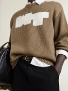 WTAPS - Logo-Intarsia Ribbed-Knit Sweater - Neutrals