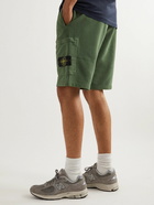 Stone Island - Straight-Leg Logo-Appliquéd Cotton-Jersey Drawstring Shorts - Green