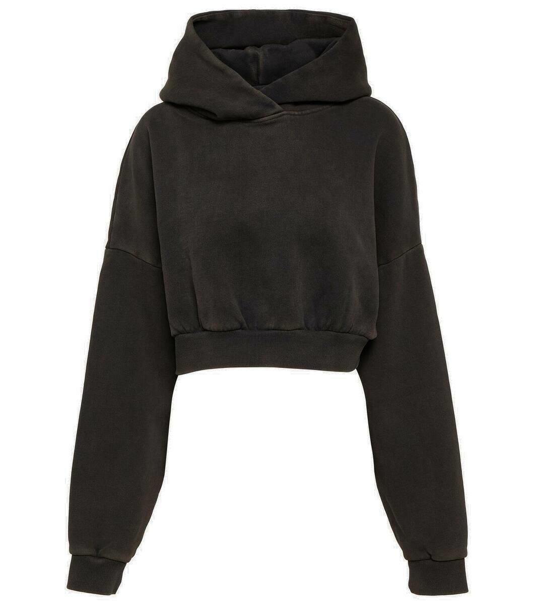 Entire Studios Women's Cropped Full Zip Hoodie in Washed Black