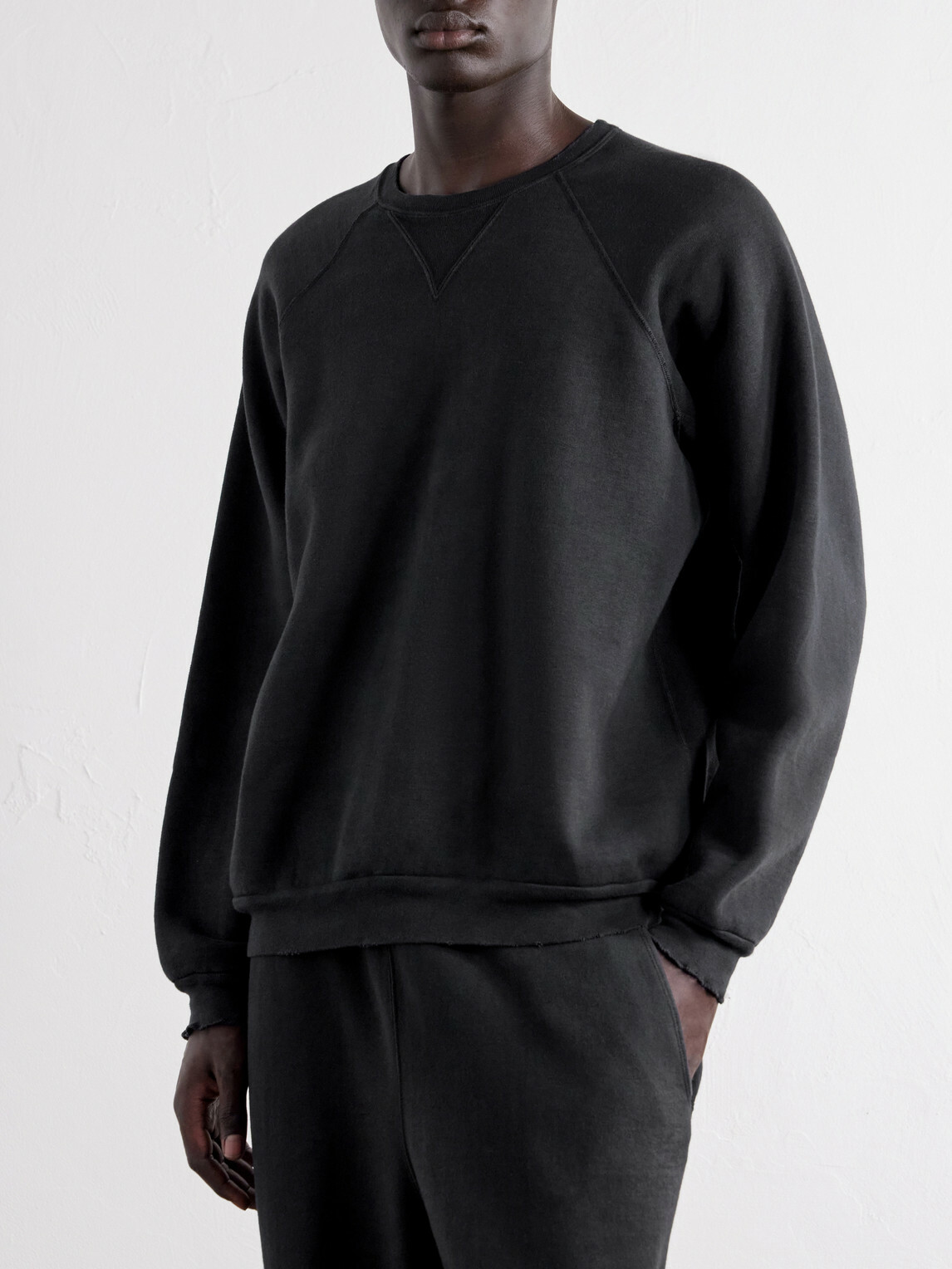 A.PRESSE - Vintage Cotton-Fleece Sweatshirt - Black