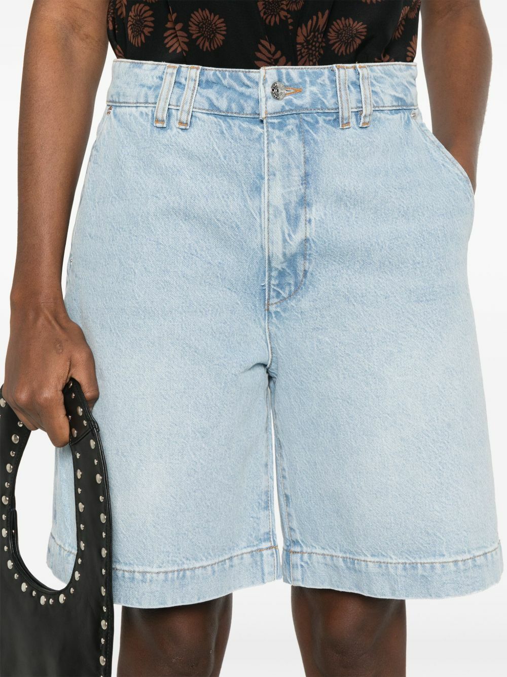 FRAME Blue Organic Cotton Denim Shorts