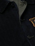 RRL - Logo-Appliquéd Cotton-Corduroy and Leather Bomber Jacket - Black