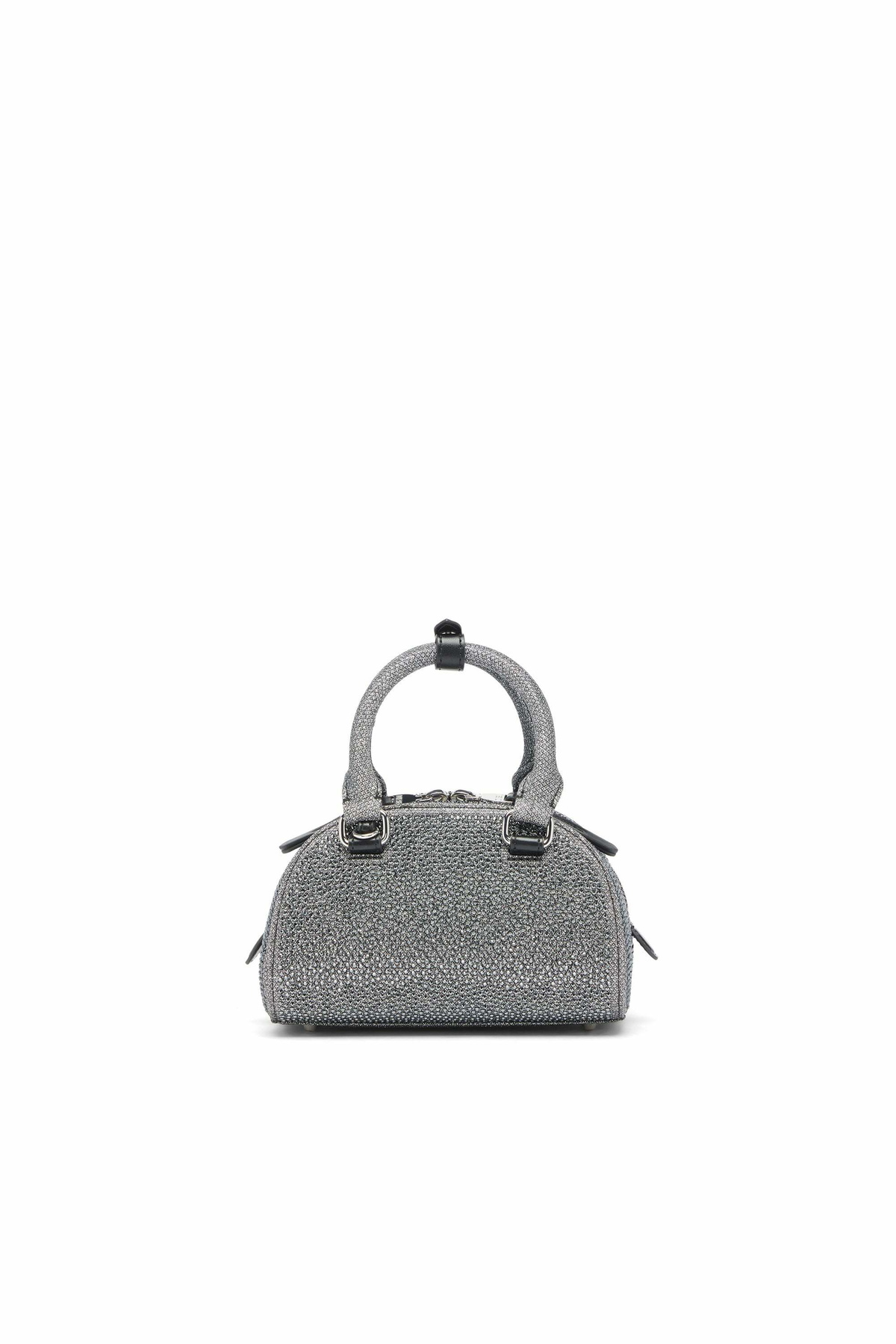 Diesel 1DR Dome - Small bowling bag in crystal Lurex - Crossbody Bags Womens in Black