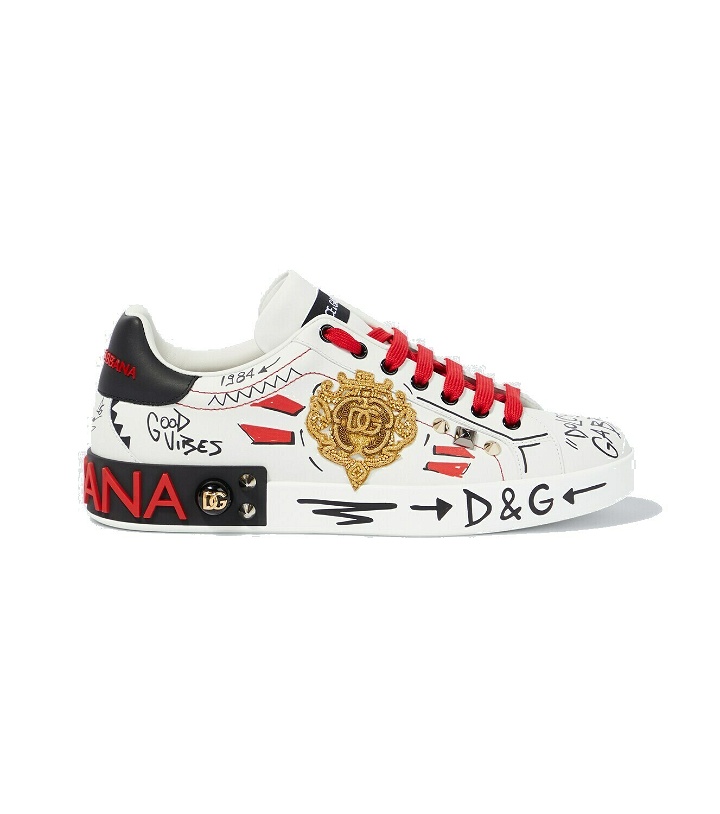 Photo: Dolce&Gabbana - Portofino embellished low-top leather sneakers
