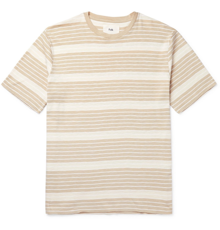 Photo: Folk - Striped Cotton-Jersey T-Shirt - Neutrals