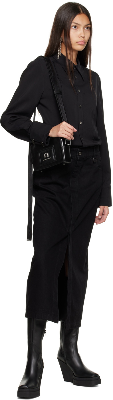WOOYOUNGMI Black Washed Denim Midi Skirt