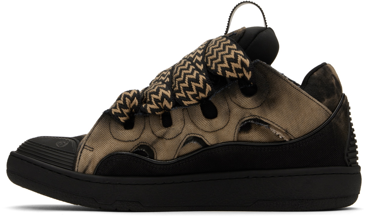 Lanvin Black & Brown Curb Washed Denim Sneakers