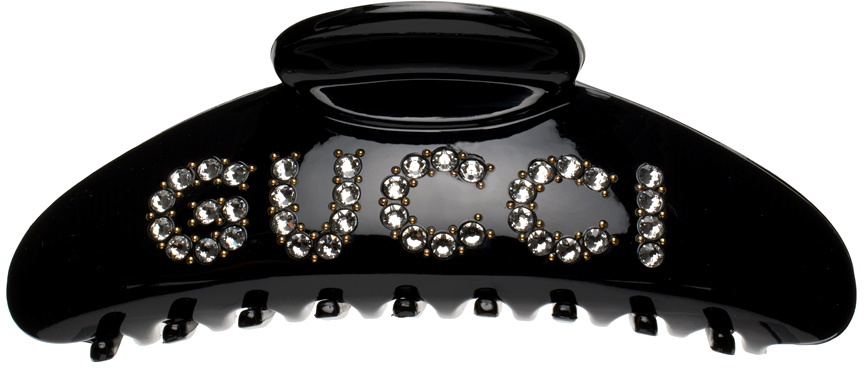 Gucci Black Crystal Logo Hair Clip Gucci display picture 2