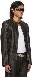 Diesel Brown L-Cobbe Leather Jacket
