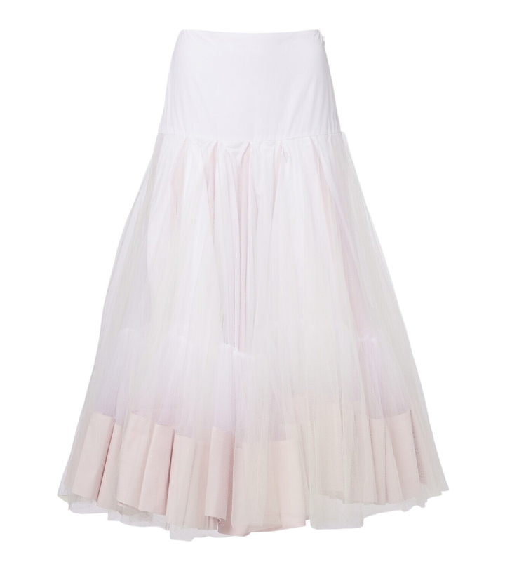 Photo: Jacquemus Mireio tulle-trimmed cotton poplin midi skirt