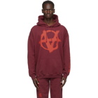 VETEMENTS Burgundy Anarchy Gothic Logo Hoodie