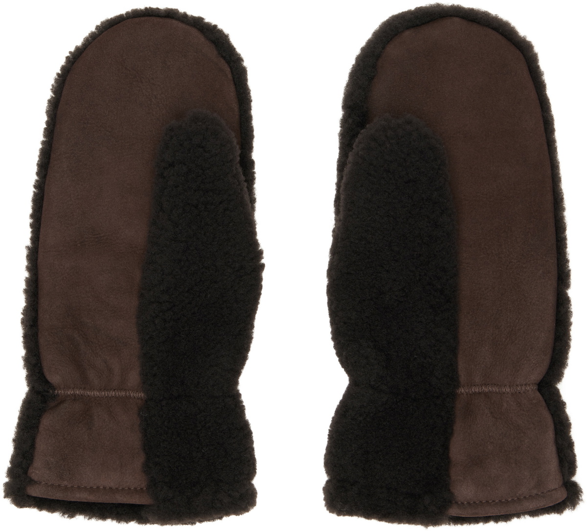 Yves Salomon Brown Shearling Mittens