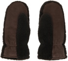 Yves Salomon Brown Shearling Mittens