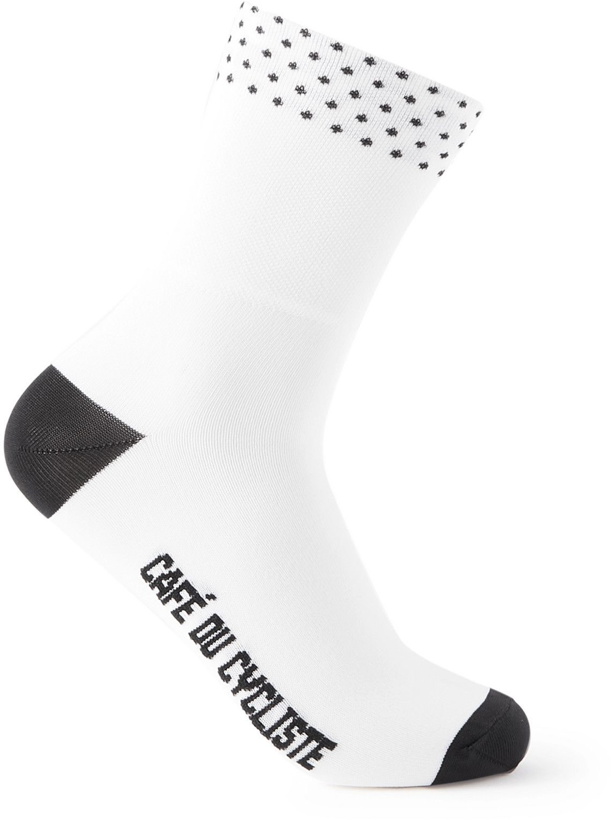 Photo: Café du Cycliste - Dotted Stretch-Jersey Cycling Socks - White