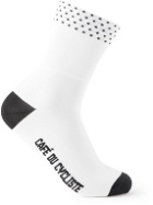 Café du Cycliste - Dotted Stretch-Jersey Cycling Socks - White