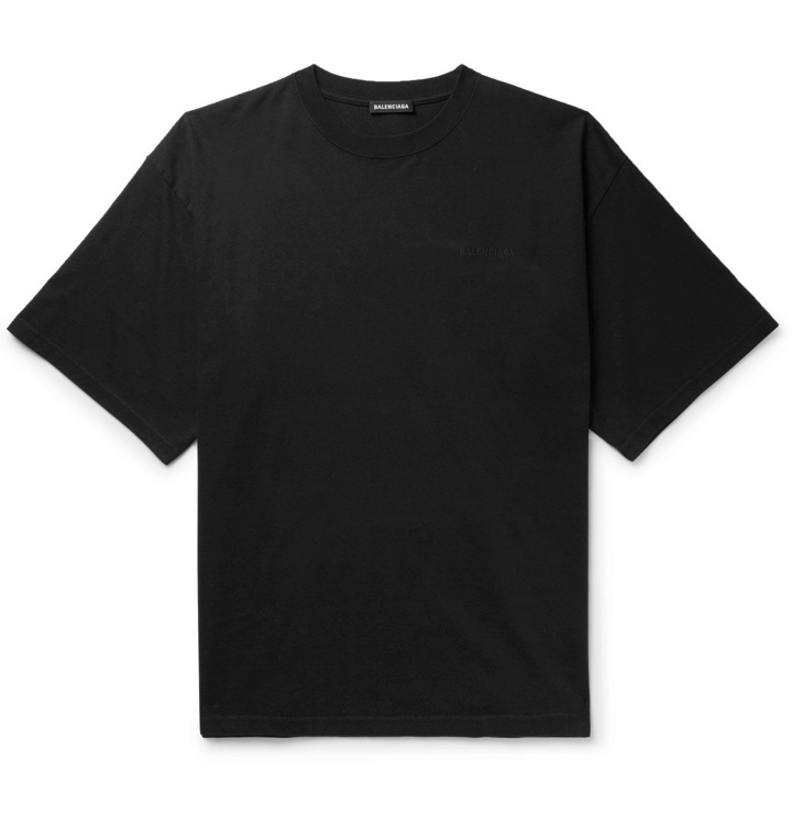Photo: Balenciaga - Oversized Printed Cotton-Jersey T-Shirt - Black