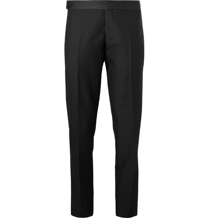 Photo: Berluti - Black Slim-Fit Wool Tuxedo Trousers - Men - Black