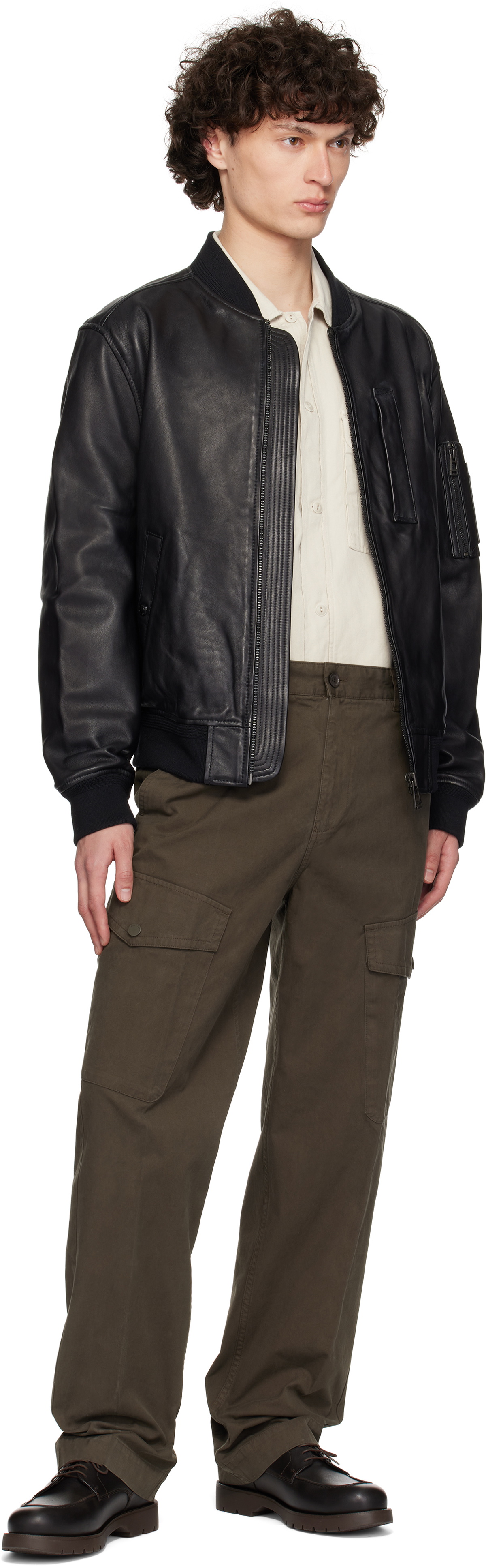 Belstaff Black Marker Leather Bomber Jacket Belstaff