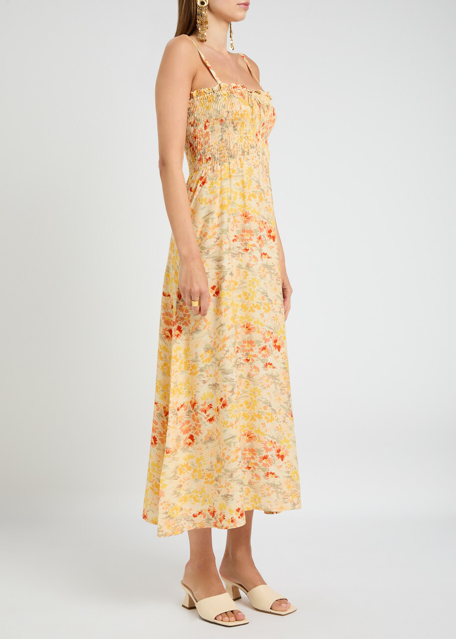 Faithfull The Brand Sorana Floral-printed Woven Midi Dress Yellow