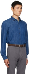 ZEGNA Blue Button Denim Shirt