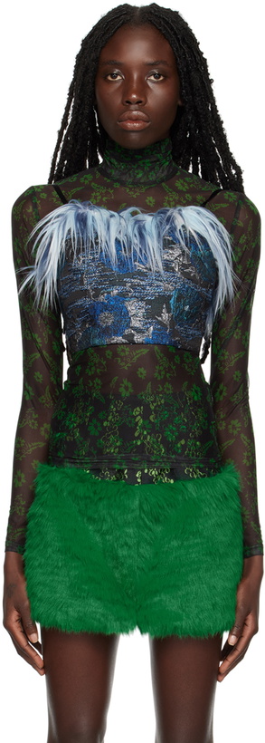 Photo: SHUTING QIU Blue Jacquard Camisole