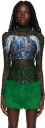 SHUTING QIU Blue Jacquard Camisole