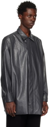 N.Hoolywood Gray Half Coat Faux-Leather Jacket