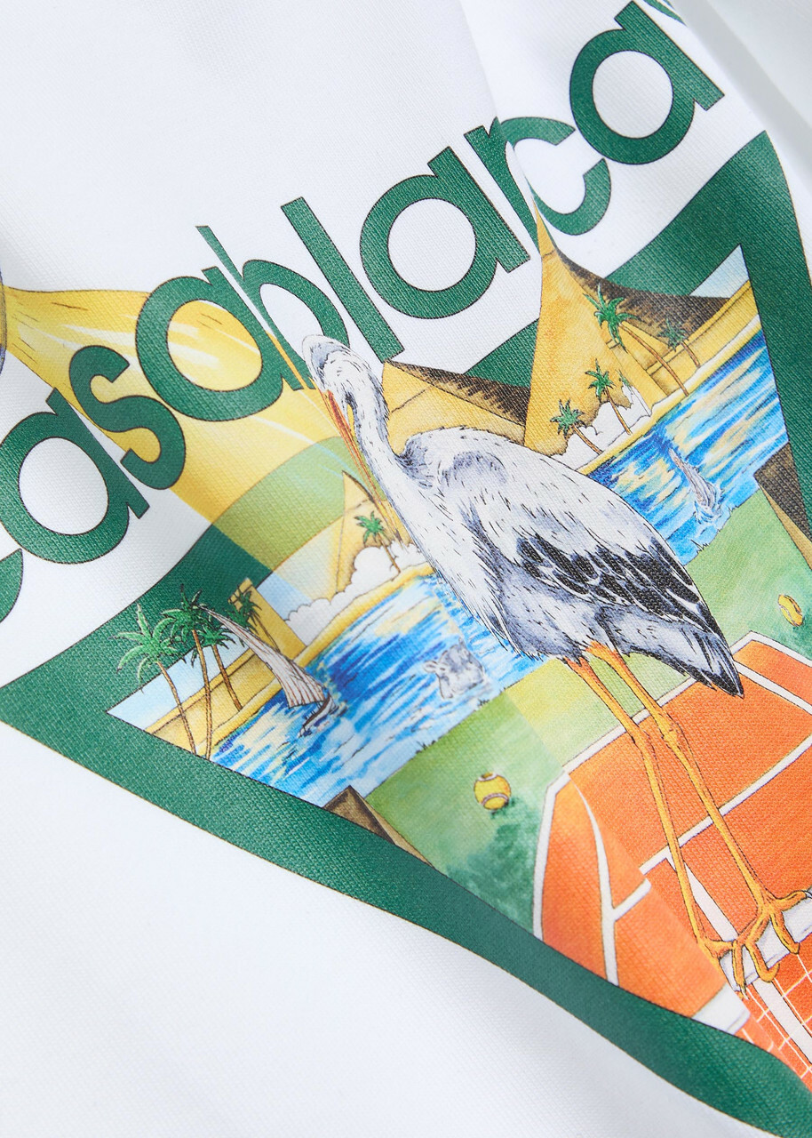 Casablanca Tennis Club Printed Cotton T-shirt White