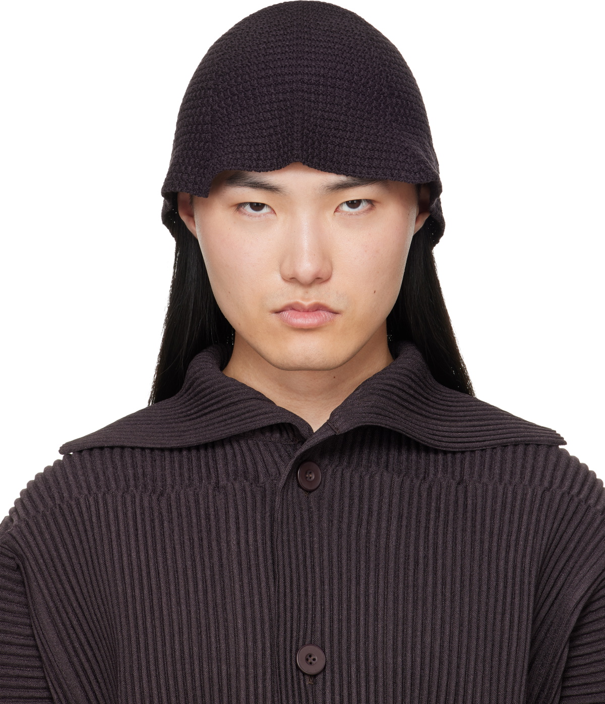 HOMME PLISSÉ ISSEY MIYAKE Brown Crochet Hat Homme Plisse Issey Miyake