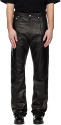 Ferragamo Black Five Pocket Nappa Leather Pants
