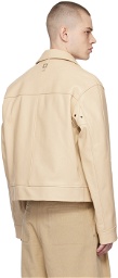 Wooyoungmi Beige Cropped Leather Jacket