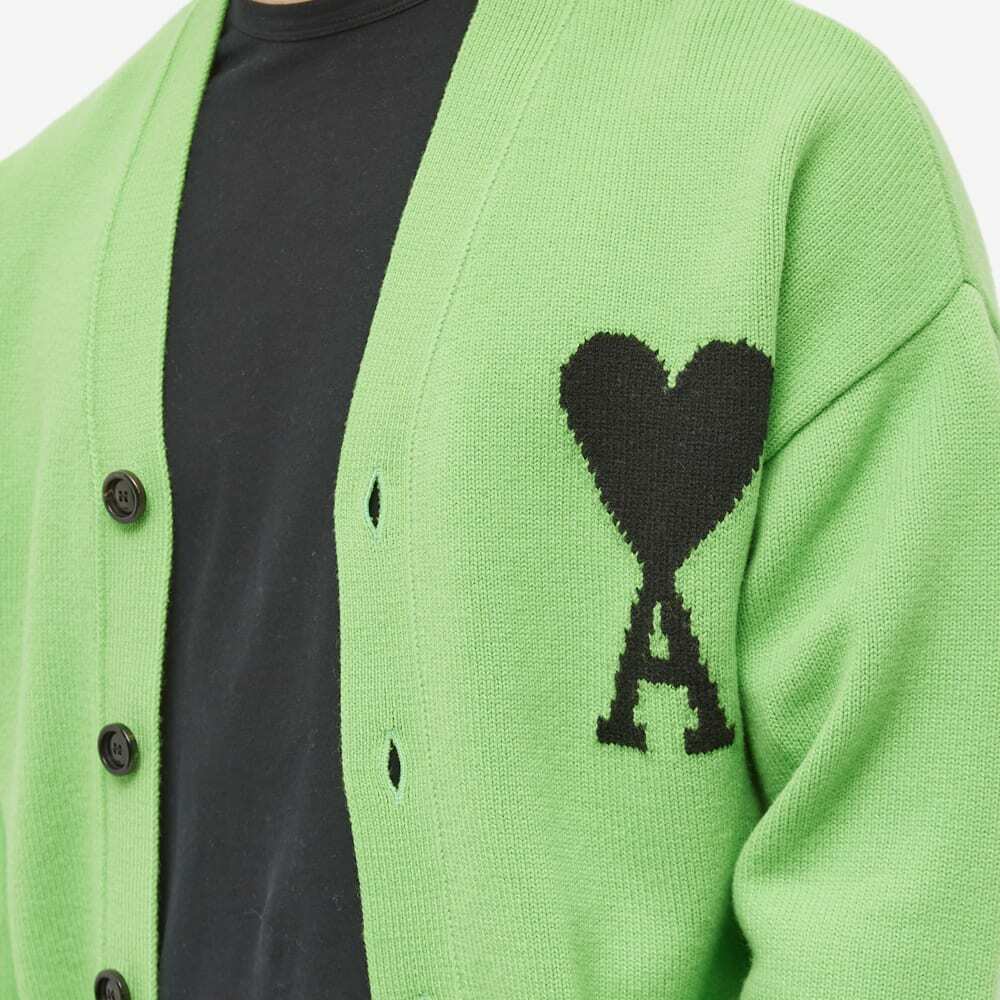 AMI Men's A Heart Cardigan in Neon Vert/Black AMI