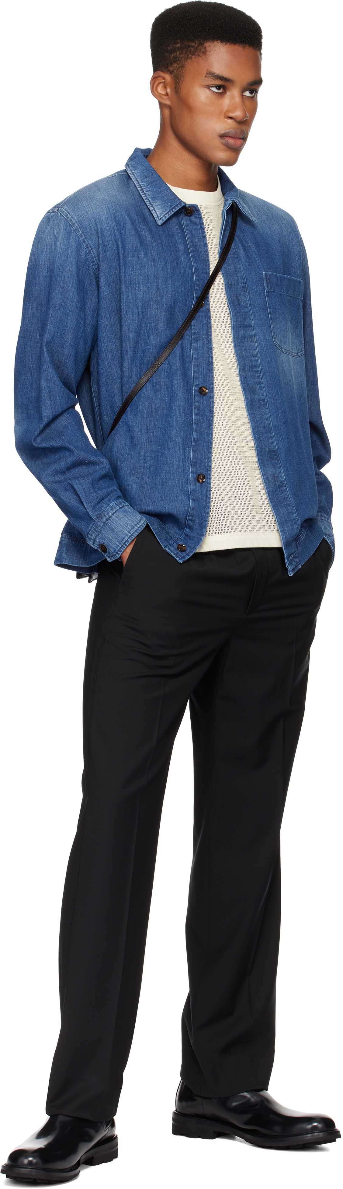 Brioni Blue Cotton Selvedge Denim Shirt