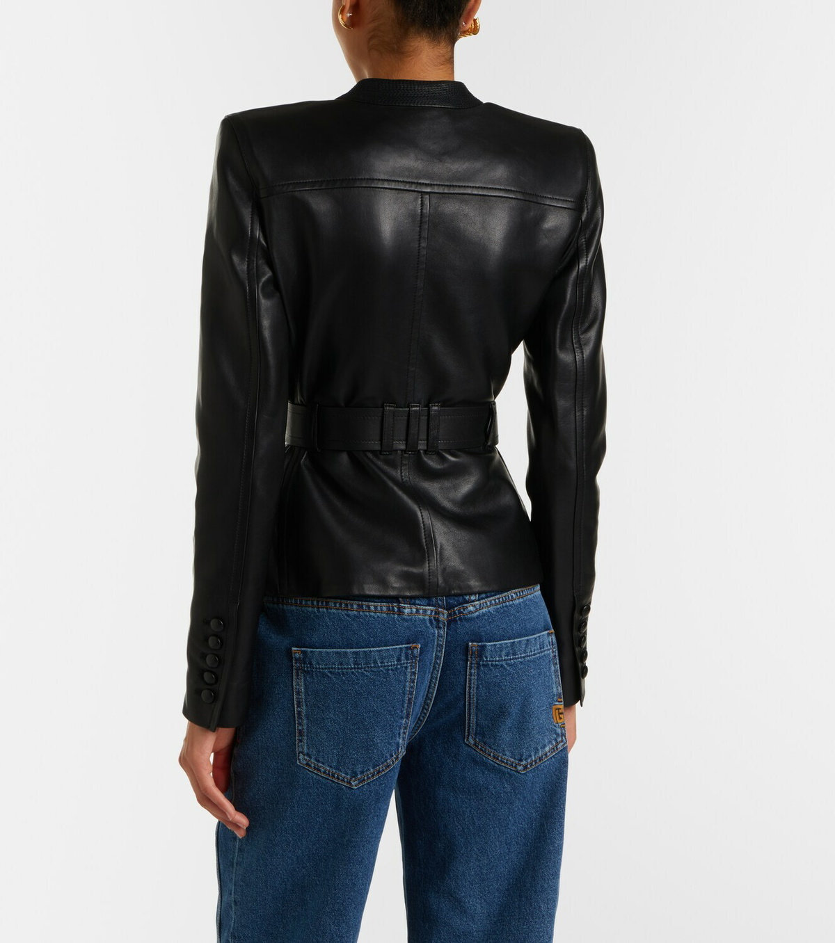 Balmain Belted leather jacket