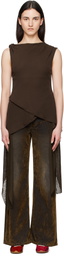 GANNI Brown Marl Mesh Top