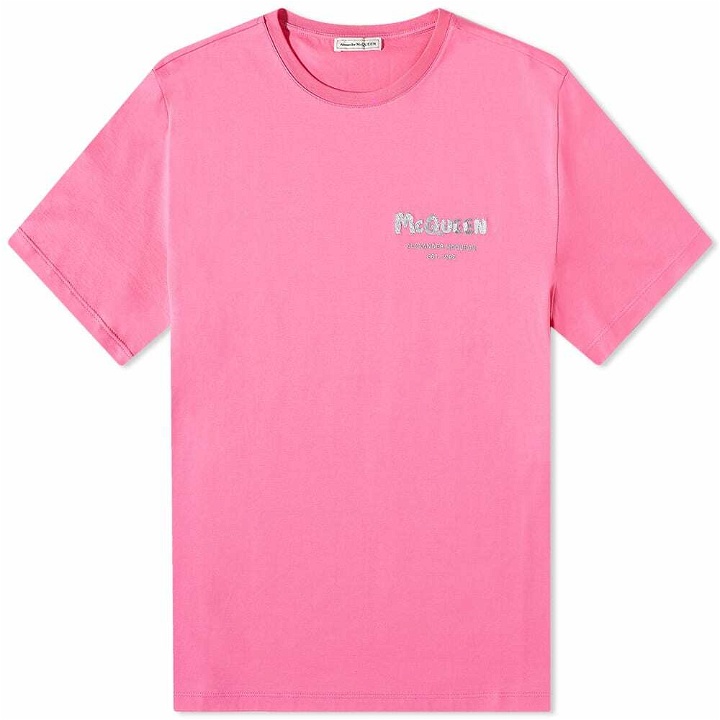 Photo: Alexander McQueen Men's Small Graffiti Logo T-Shirt in Sugar Pink