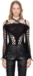 Sinead Gorey Black Lace-Up Bodysuit