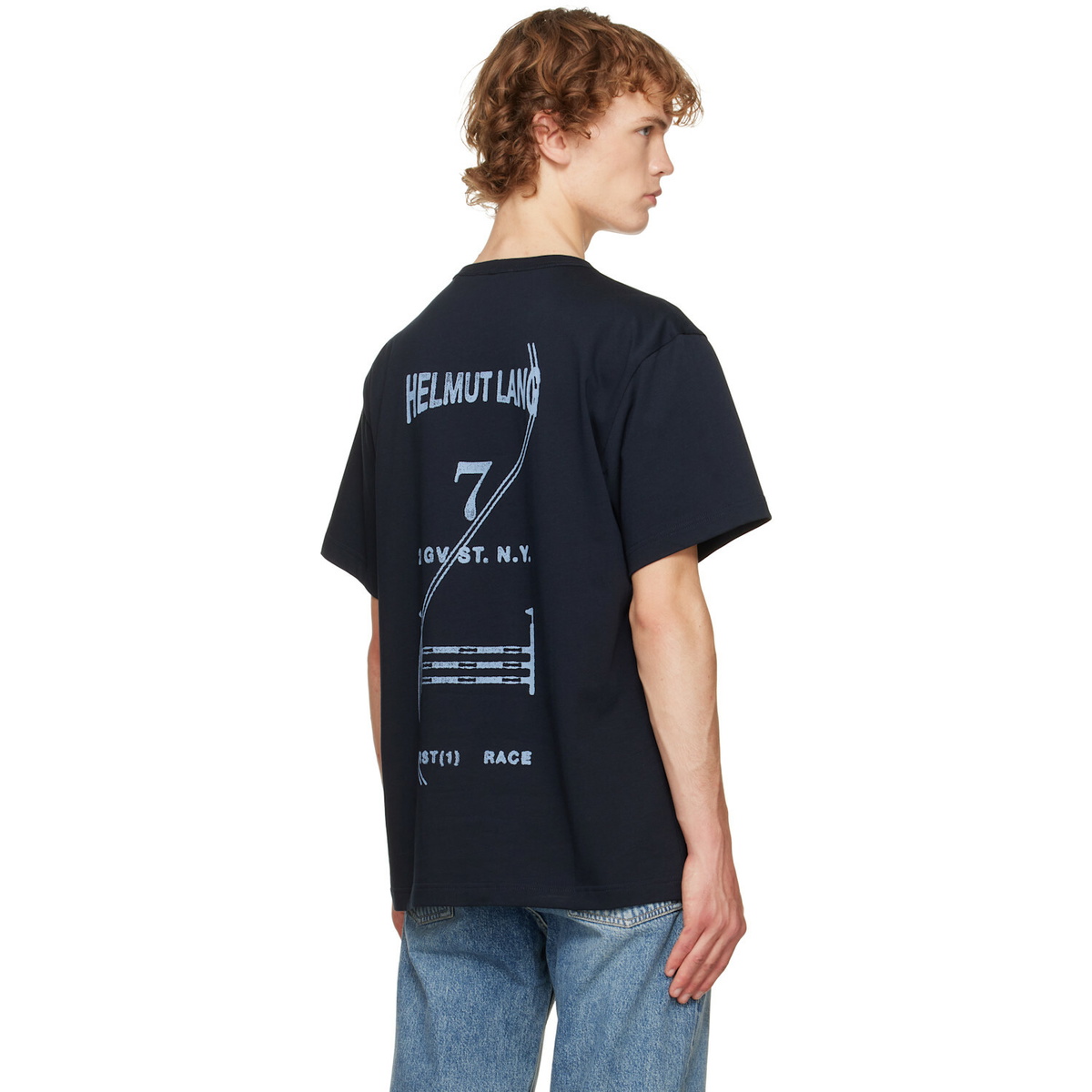 Helmut Lang Navy Ticket T-shirt