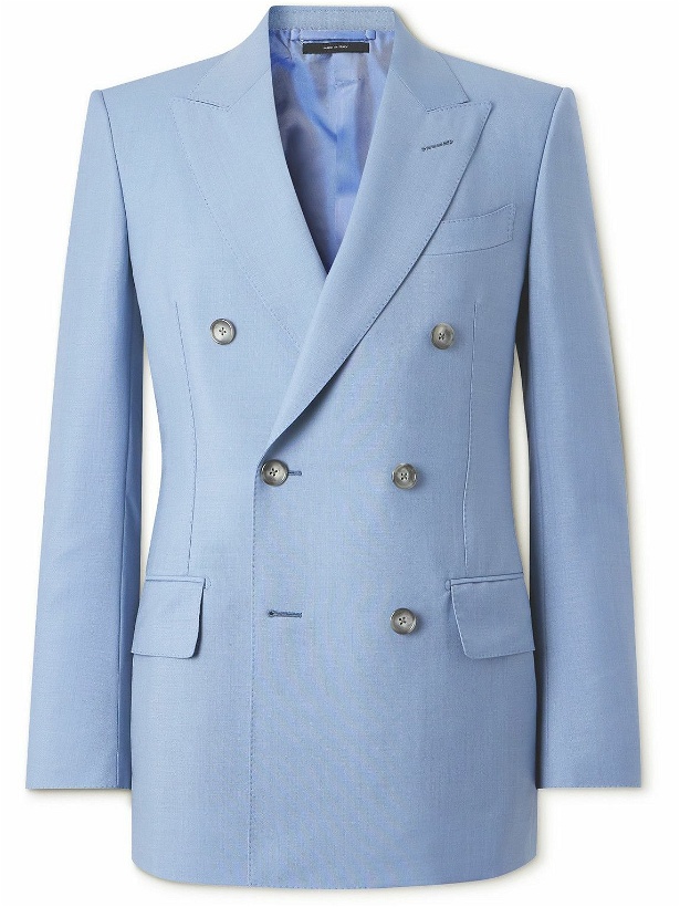 Photo: TOM FORD - Atticus Double-Breasted Mohair and Wool-Blend Suit Jacket - Blue