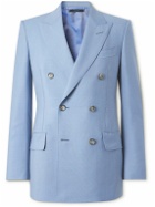 TOM FORD - Atticus Double-Breasted Mohair and Wool-Blend Suit Jacket - Blue