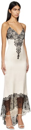 Balmain Off-White & Black Lace Midi Dress